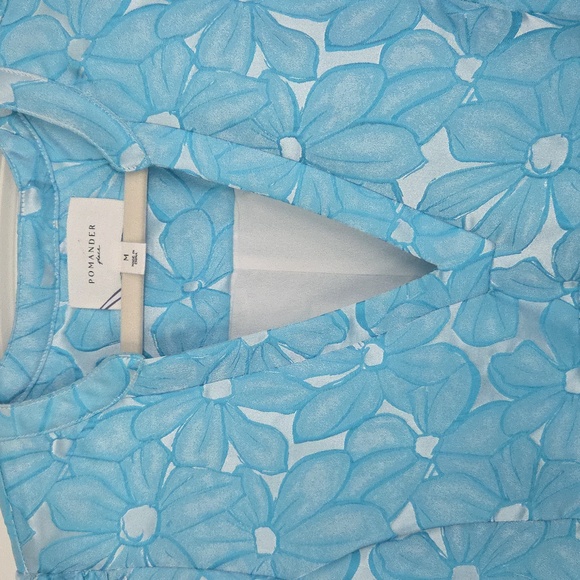 Beautiful Pomander Place Tiered Dress. Turquoise Blue Floral Print! Medium. - Picture 2 of 12